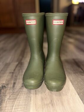 Hunter Olive Rubber Rain Boot Shaft with Logo